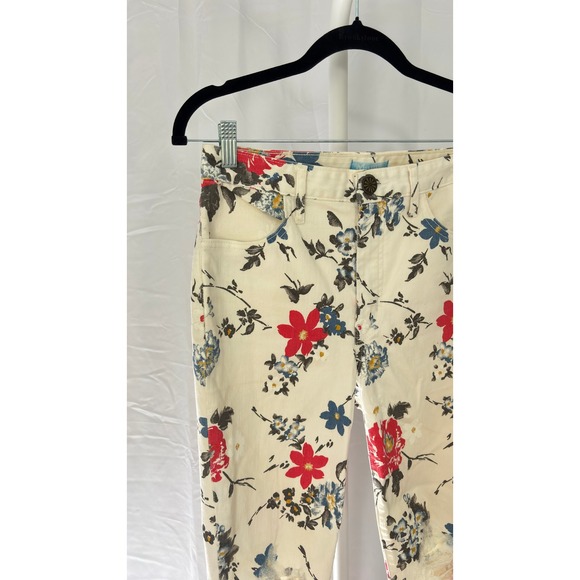 $140 Mumu Blue‎ Floral Distressed Skinny Jeans Women's White Red Blue Flower - Picture 3 of 10